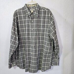L.L BEAN BLACK & WHITE GINGHAM MEN'S LONG SLEEVE BUTTON DOWN CASUAL SHIRT SZ XL